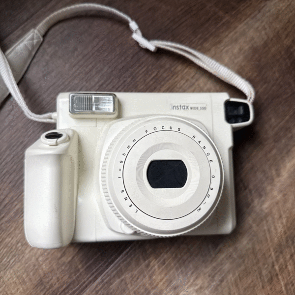Wide Format Instant Camera – White, 95mm Lens with Flash